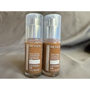 NEW Set of 2 REVLON ILLUMINANCE Skin-Caring Liquid Foundation 509 Brown 1 fl oz